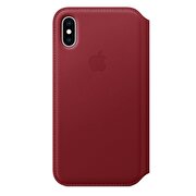 Resim  Iphone XS için Deri Folyo Kılıf Kırmızı