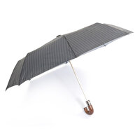 Picture of Biggbrella 1088Pc Wooden Handle Automatic Umbrella Gray Striped