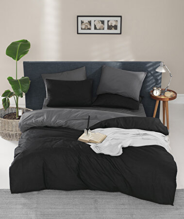 Enlora 100 Dogal Pamuk Ciftyonlu Nevresim Takimi Cift Kisilik Siyah Fume I Shop Miles