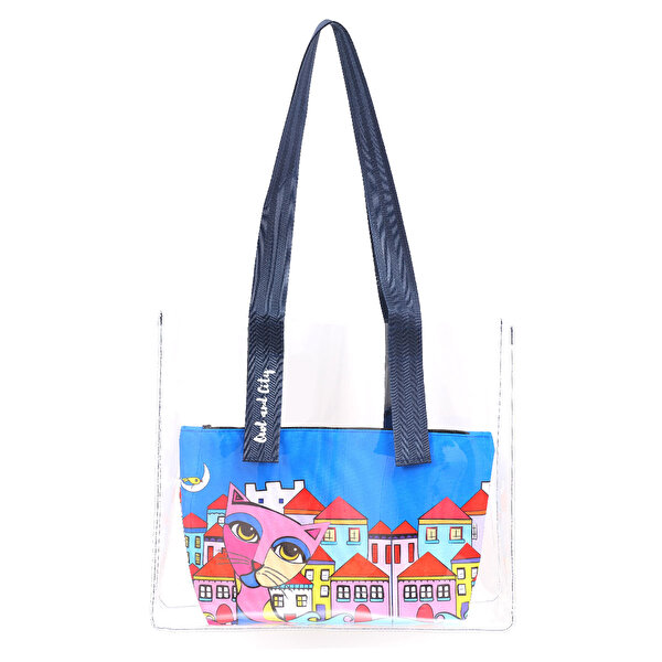 Picture of Biggdesign Owl And City Transparent Shopping and Beach Bag