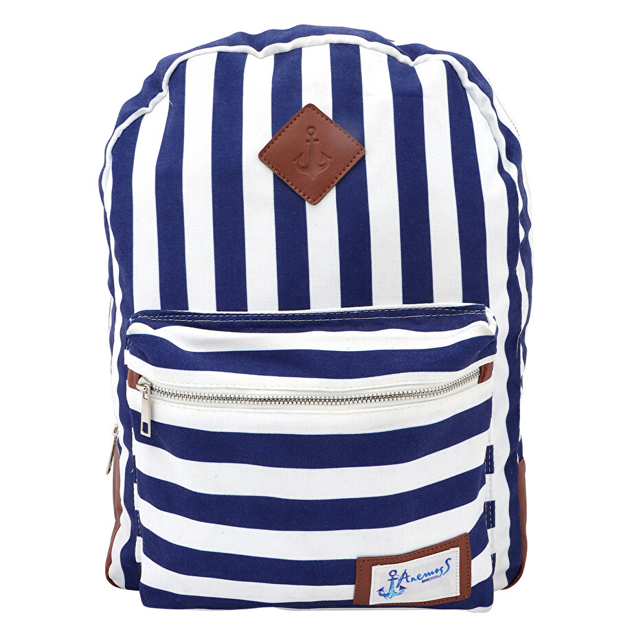 blue striped backpack