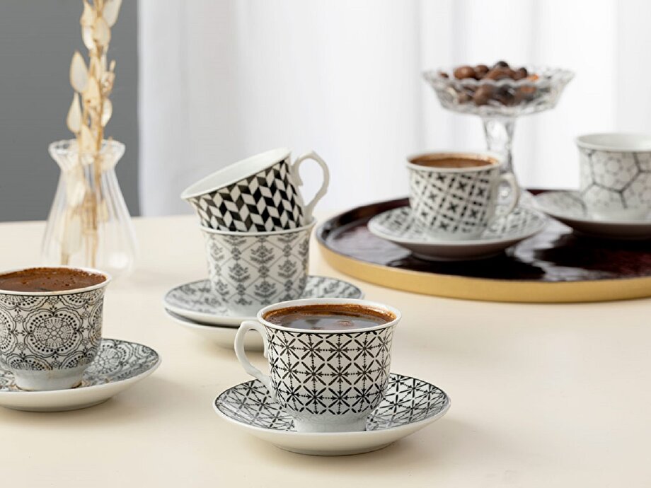 english home carey porselen 6 li kahve fincan takimi 90 ml siyah i shop miles