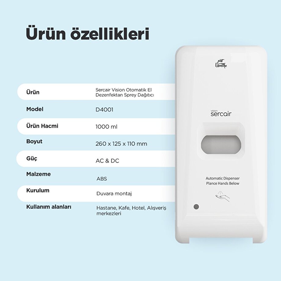 sercair vision otomatik sensorlu temassiz el dezenfektan makinesi i shop miles